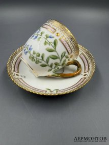 Кофейная пара «Flora Danica». Фарфор, роспись, Royal Copenhagen, Дания, 1968 год