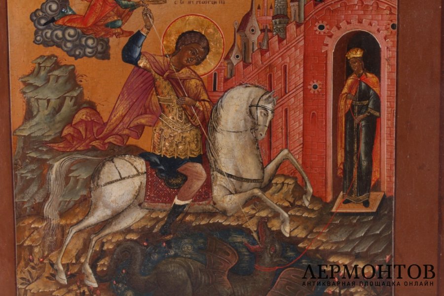 Икона. Святой Георгий Победоносец. Дерево, левкас, темпера. Россия, середина XIX века