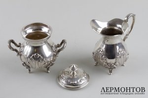 Чайный и кофейный сервиз. Серебро 800 пробы. Италия, XX век.