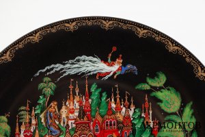 Тарелка Поэма Руслан и Людмила. СССР, Палех, худ. Глеб Любимов, 1988 г. Фарфор.