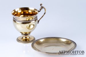 Чайная пара Devilleclaire. Серебро 950. Франция