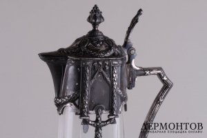 Парные графины в стиле ампир. Плевкевич. Серебрение, стекло. Варшава. XIX в.