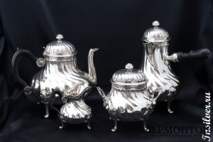 Чайно-кофейный сервиз Leon LAPAR. Серебро 950. Франция
