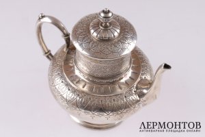Чайник в стиле ампир. Wilkens, Hamburg. Серебро 800 пробы. Германия