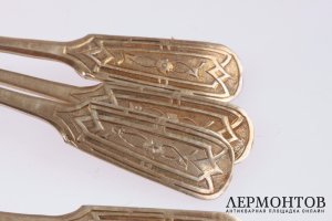 Набор чайных ложек. 12 шт. Серебро 84. 1872 год. Российская империя