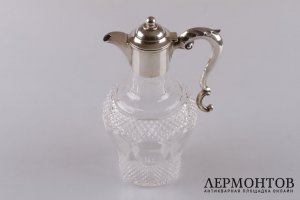 Графин. Серебро 925 пробы, хрусталь. 1901 год. Англия