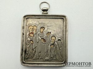 Икона Явление Богородицы Сергию Радонежскому. Россия, 19 век. Серебро 84 пробы.