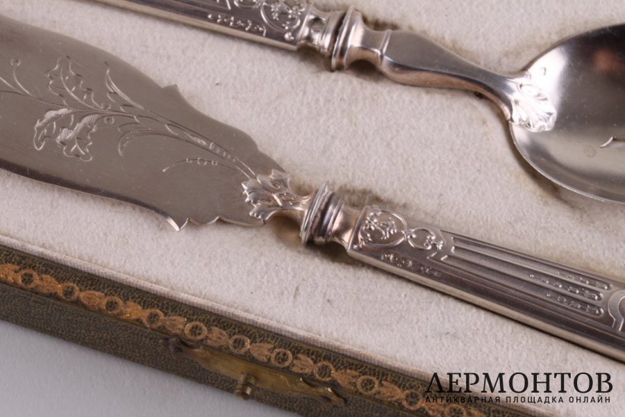 Десертный набор из 4-х приборов. Серебро 950 пробы, металл. Франция, нач. XX в.