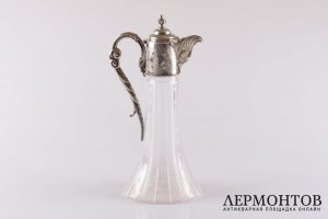 Графин. Серебро 925 пробы, стекло. 1872 год. Англия