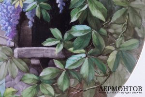 Декоративная тарелка Скворечник с птицами. Франция,  фабрика Хевиленд. Фарфор, роспись.