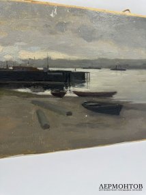 Картина «На берегу». Оргалит, масло, Г. К. Севостьянов, СССР, середина 20 века