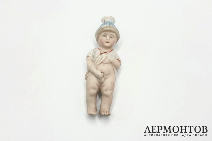 Флакон -кунштюк для духов Мальчик. Германия, кон. 19 - 1 треть 20 в. Бисквит, роспись