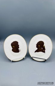 Настенное панно с профилями Лессинга и Клейста. Фарфор, Meissen, ГДР, 1977 год