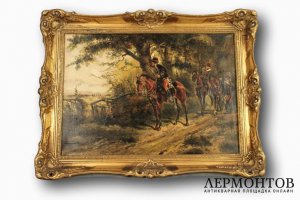 Картина. Разведчики. Людвиг Кох. Холст, масло. Германия