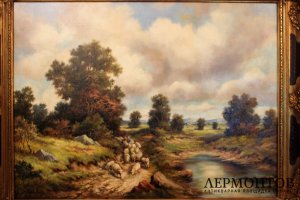 Картина. Пастух. Альфонс Мария Шпайер. Холст, масло. Германия. 