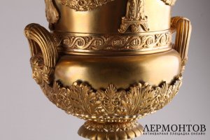 Парные вазы в ампирном стиле. Бронза, малахит. Европа, конец 19 века.