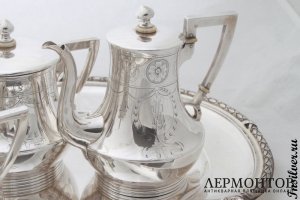 Чайно-кофейный сервиз. А. Пискарев. Серебро 84. Россия