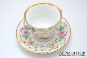 Чайная пара с розами. Фарфор, роспись. Франция, 2-я половина XIX-начало ХХ вв.