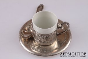 Кофейный набор на 6 персон. Серебро 800. Италия
