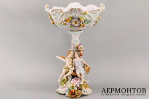 Ваза для фруктов Амур и Психея. Фарфор, роспись. Германия, Ширхольц, 1867 - 1911.