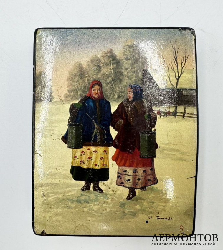 Шкатулка Соперницы. СССР, Федоскино, 1949 год.