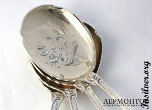Набор ложек для мороженого. Серебро 950. Франция