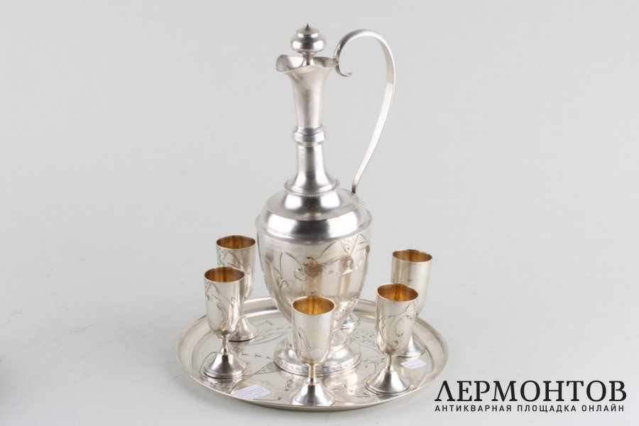 Набор ликерный. Серебро 84 пробы. Российская империя, Прокофьев, 1908-17.
