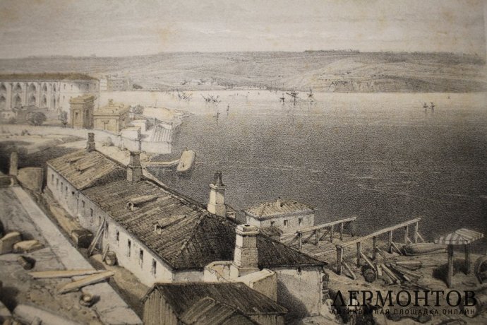 Литография. Адмиралтейство в Севастополе. Крымская война. У. Симпсон. Лондон, 1855 г.