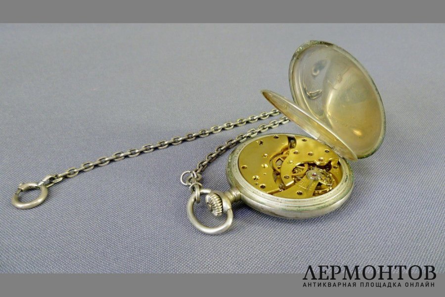Карманные часы с цепочкой. Серебро 800. Франция, часовая мануфактура LIP. 
