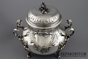 Сахарница в стиле рококо. Louis Coignet. Серебро 950 пробы. Франция
