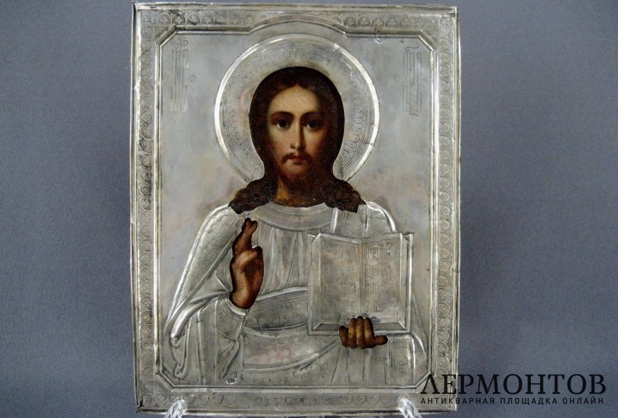 Икона Господь Вседержитель. Дерево, масло, серебро 84, Российская Империя.
