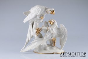 Статуэтка Попугайчики. Германия, Бавария, Хученройтер, 1920-1938 гг. Фарфор, глазурь.