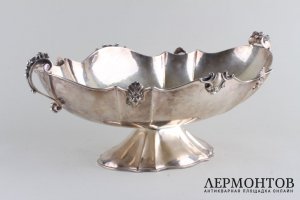 Ваза для фруктов на ножке. Серебро 800 пробы. Италия, пер. пол. XX века.