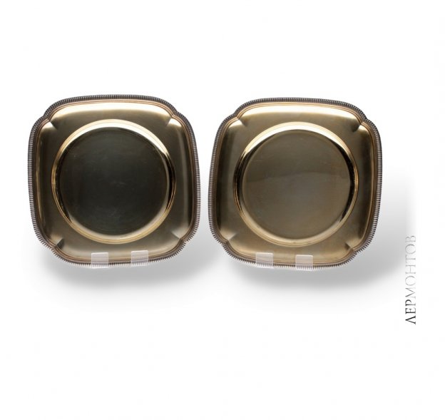 Два блюда Tetard Freres. Серебро 950 пробы, золочение. Франция