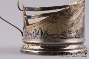 Подстаканник Ледокол Ленин. СССР, Московский ювелирный завод, 1950е гг. Серебро 875