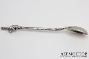 Чайная ложка медведь. Серебро 84 пробы. Россия, 1908 год.