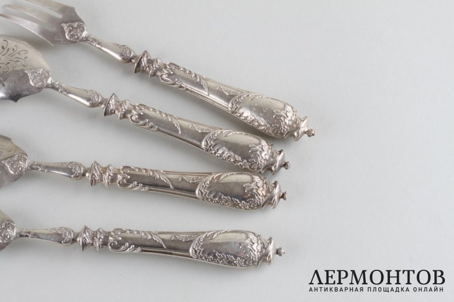 Набор для закусок Ravinet et Denfert. Серебро 950 пробы. Франция, XIX век.
