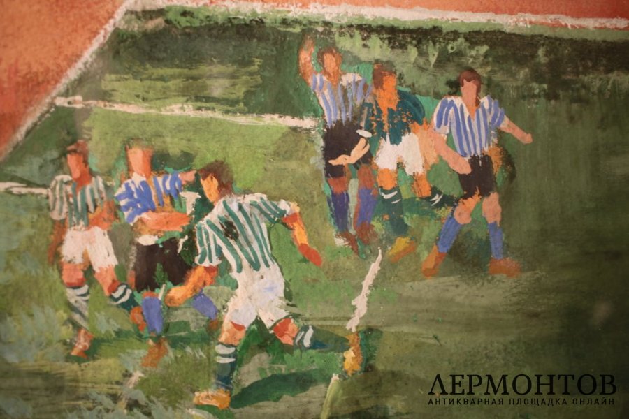 Картина. Футбольный матч. 1939 г.  Смешанная техника. Неизвестный художник. 