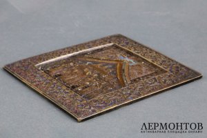 Икона Воздвижение Креста Господня. Медный сплав, литье, эмаль. Россия. XIX век.