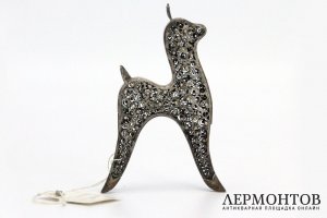 Фигурка Олененок. Скань, серебро. Россия, Красносельский ювелирный завод, 1990-е гг 