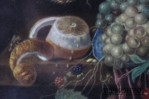 Пласт Натюрморт с фруктами и омаром . Фарфор, живопись. КРМ, Германия.