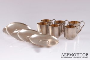 Кофейный набор на 6 персон. Серебро 800. Европа