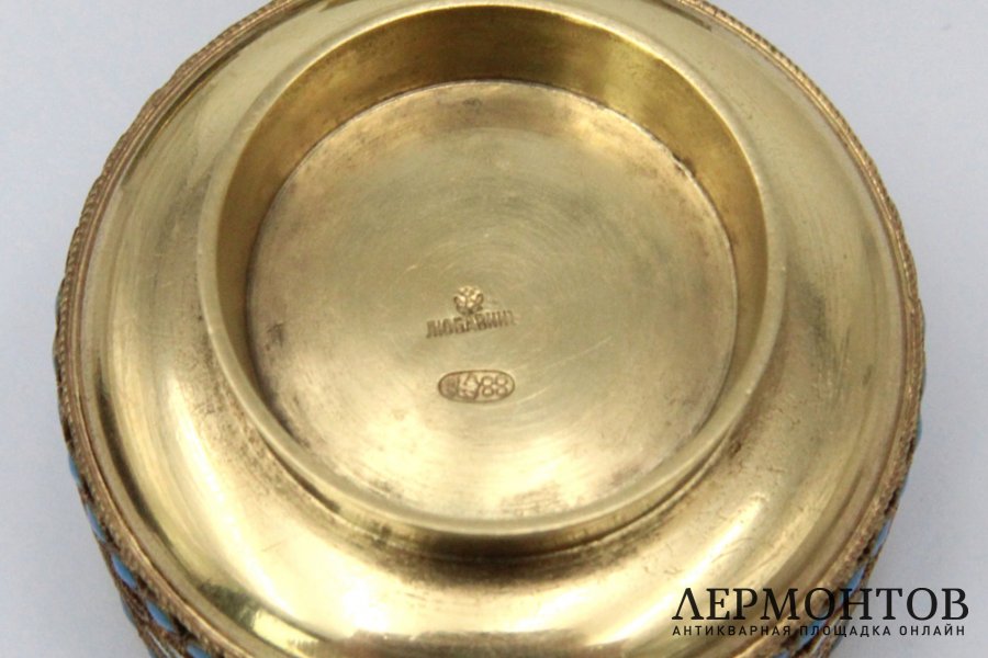 Набор из 6 солонок. Серебро, эмаль. Россия, Любавин, 1899-1917