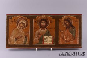 Икона  Деисус. Россия, конец 17 в. Дерево, левкас, темпера.