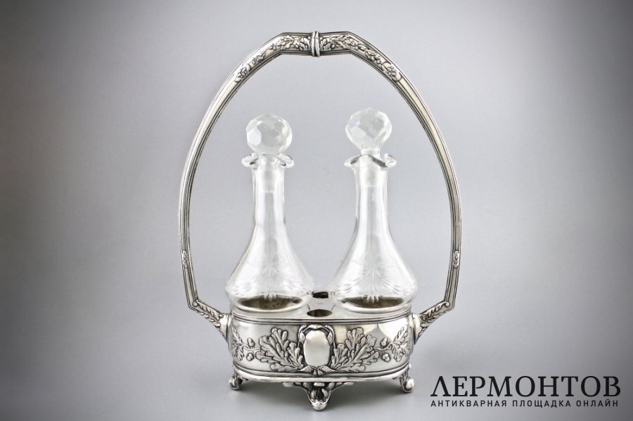 Круэт сет. Стекло, серебро 800. Европа