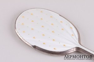 Дамское зеркальце. Серебро 925 пробы, эмаль. Англия, Бирмингем, 1956 г.