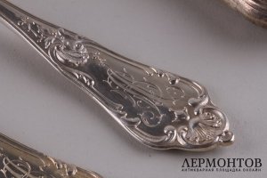 Комплект столовых приборов. Серебро 84 пробы. Густав Клингерт, Россия, 1898-1914 годы