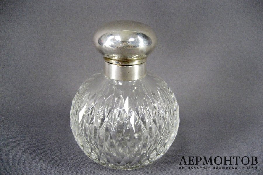 Флакон для духов. Серебро 925 пробы, хрусталь. Англия, ХХ.