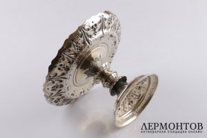 Ваза для фруктов и сладостей на ножке в викторианском стиле. Серебро 925. Англия
