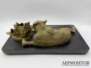 Чернильница Медведица. Россия, Либерих, 19 век. Бронза, золочение, сланец.